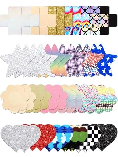 25 Pairs Glitters Nipple Cover Pasties Disposable Nipple Covers No Show