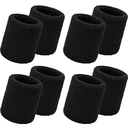 8 Pack Sports Wristbands Wrist Sweatbands for Men Women Thick Cotton