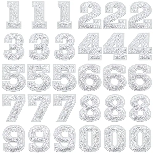 30 Pcs Iron on Number Patches, 0-9 Set, 1.25 Inches