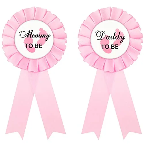 2 Pieces Daddy and Mommy to Be Tinplate Badge Pin, Celebration Gender