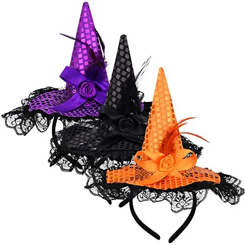 3 Pcs Witch Hat Headband for Women Halloween Costume Accessories