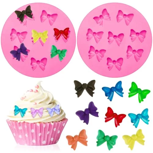 2 Pieces Bows Silicone Mould Fondant Sugar Candy Bow Molds Chocolate