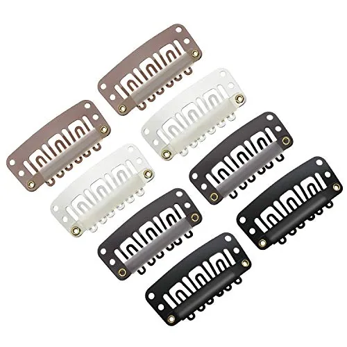 100 Pcs 32mm Hair Extension Clips - 6 Teeth Wig Accessories With Soft