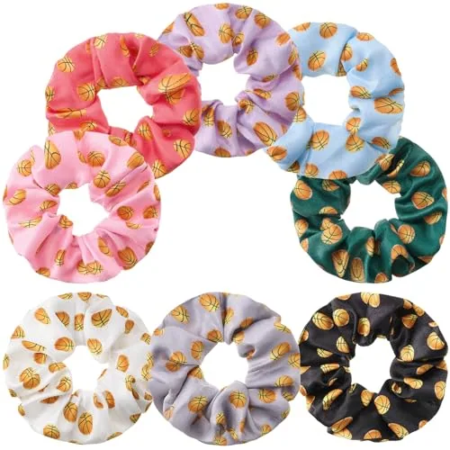 8 Pcs Soccer Hair Scrunchies Colorful Basketball for Girls
