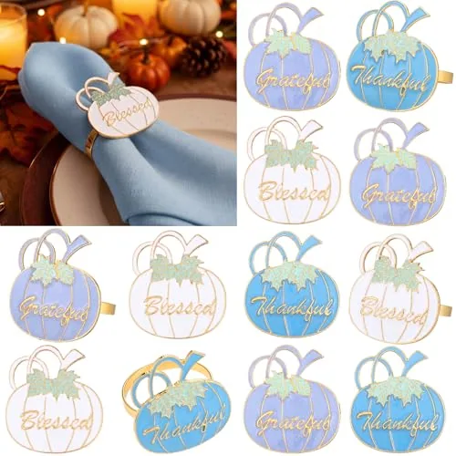 12 Pcs Fall Thanksgiving Pumpkin Napkin Rings
