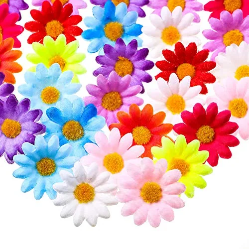 100 Pcs Fabric Daisy Flower Heads, 1.57 in Artificial Flowers
