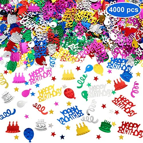 4000 Pieces Happy Birthday Confetti Metallic Foil Glitter