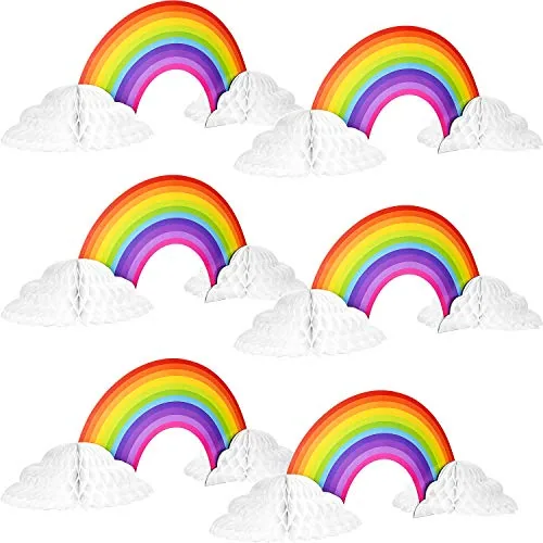 6 Pieces Rainbow Table Decorations Centerpiece with Clouds