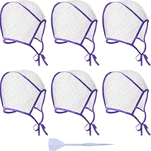 6 Pcs Highlighting Cap for Hair with Hook Frosting Kit
