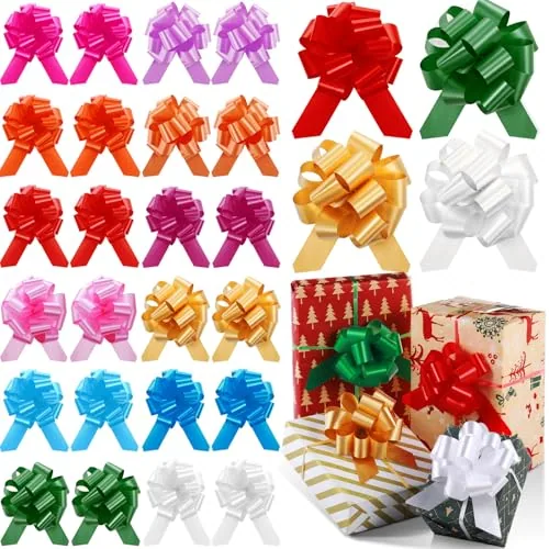 24 Pcs 12 Colors Christmas Pull Bows Bulk for Wrapping Gift Large Bow