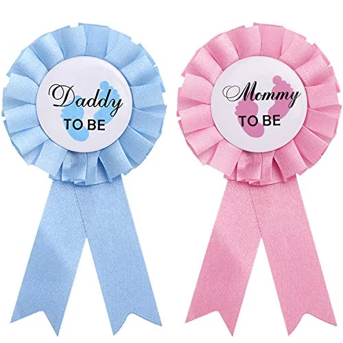 2 Pieces Daddy and Mommy to Be Tinplate Badge Pin, Celebration Gender