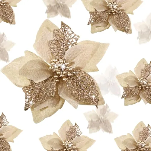 36 Pcs Christmas Poinsettia Ornaments for Tree