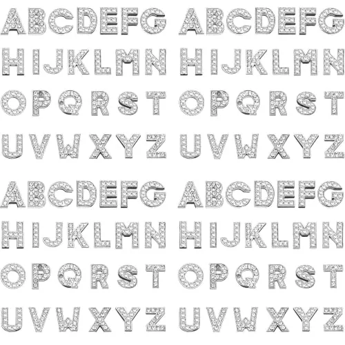 104 Pcs A-Z Rhinestone Letter Charms Slider DIY