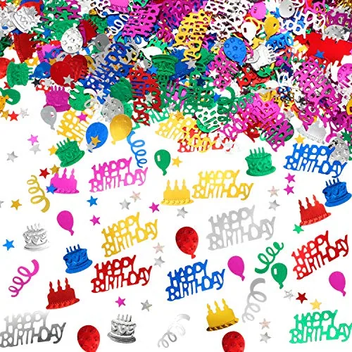3000 Pieces Birthday Confetti Metallic Foil Balloon Cake Star