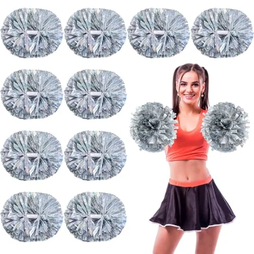 12pcs Cheerleading Pom Poms with Baton Handle