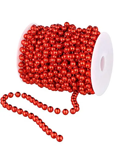 50ft Christmas Beads Garland Artificial Pearl String Roll