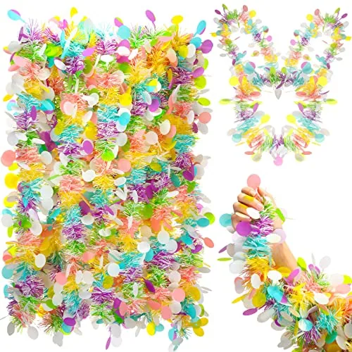 32.8ft Tinsel Garland 4 in Wide Multicolor Style with Confetti