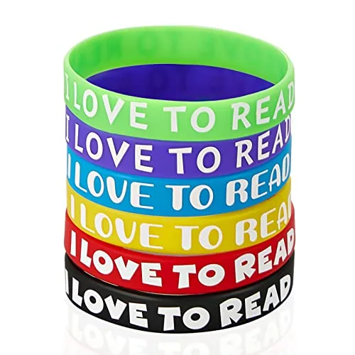 I Love to Read Rubber Bracelets Motivational Rubber Wristband Colorful