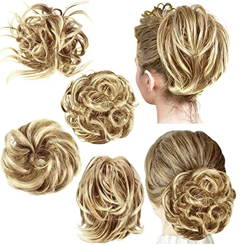4 Pcs Messy Hair Bun Hairpiece Tousled Updo for Women Hair Extensions