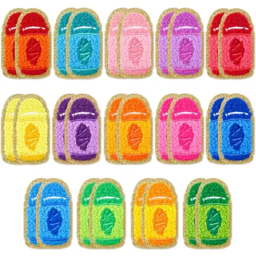 28 Pcs School Crayon Chenille Patches