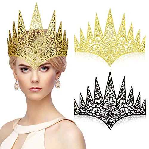 2 Pcs Royal Die Cut Goth Queen Crown for Halloween Party