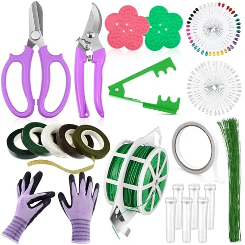 121 Pcs Floral Arrangement Tool Kit, Rose Thorn Remover Pruner Trimmer