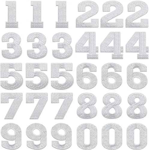 30 Pcs Iron on Number Patches, 0-9 Set, 3 Inches