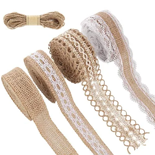 4 Rolls Burlap Ribbon Lace Roll
