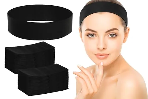 200 Pieces Disposable Spa Headbands Stretch Non Woven