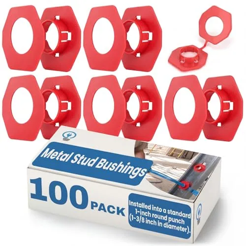 100 Pcs Metal Stud Bushings, Plastic Wire Hole Protectors