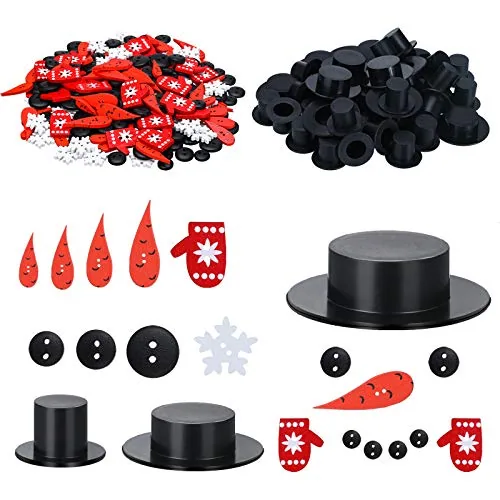 450 Pcs Christmas Snowman Kit, Carrot Nose Black Top Hat Buttons