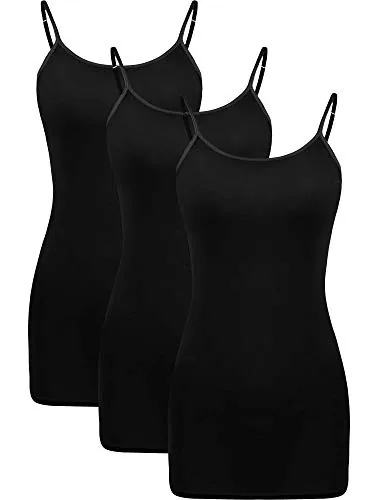 3 Pieces Women Basic Long Tanks Adjustable Spaghetti Strap Camisole Top
