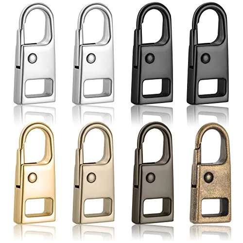 8Pcs Zips,Black, Silver, Gun-Black
