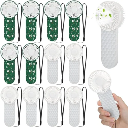 12 Pcs Golf Mini Handheld Fan Bulk with Lanyard