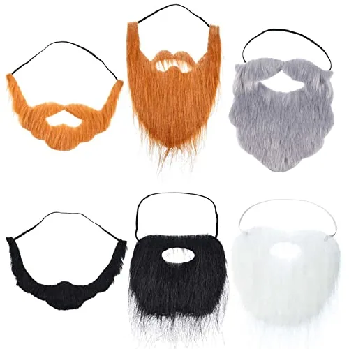 6 Pcs Fake Beards Mustaches Halloween Costume Set