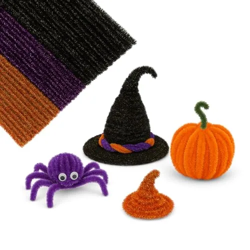 300 Pcs Halloween Pipe Cleaners Glitter Tinsel Stems DIY Craft