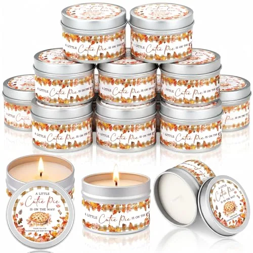 12 Pcs Fall Pumpkin Cutie Pie Baby Shower Candle Favors Scented
