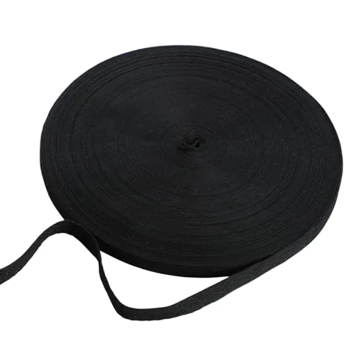 Cotton Twill Tape 54.7 Yards Herringbone,Black,1/2 Inch Wide