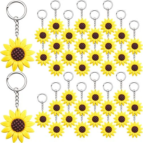 36 Pieces Sunflower Keychains Pendants Backpack Hanging Sunflower Button