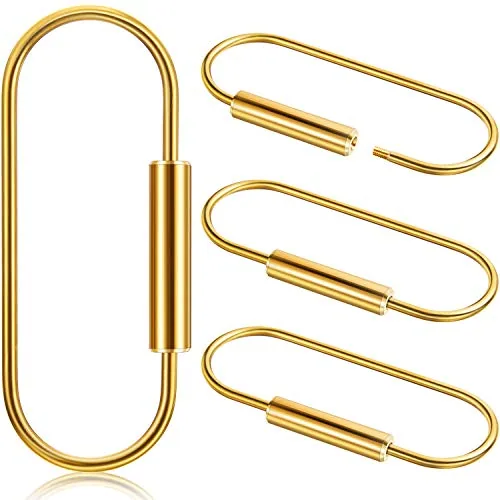4 Pcs Brass Screw Lock Key Ring Carabiner Clips