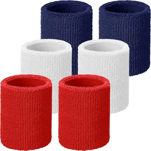 6 Pcs Wrist Sweatbands Sports Tennis Wristbands Wrist Bands for Sweat