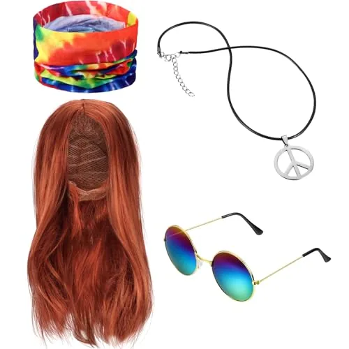 4pcs Hippie Wig Halloween Costume Men