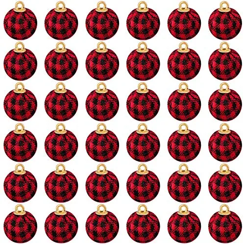 36 Pcs Mini Christmas Ball Ornaments 0.8 Inch, Red and Black