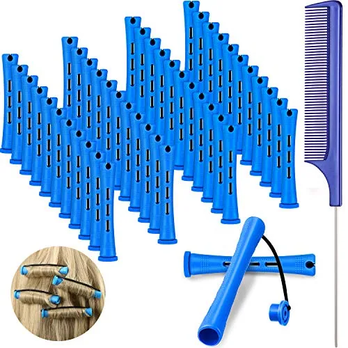 48 Pcs Perm Rods for Short Hair,0.35 Inch,Blue and Dark Blue