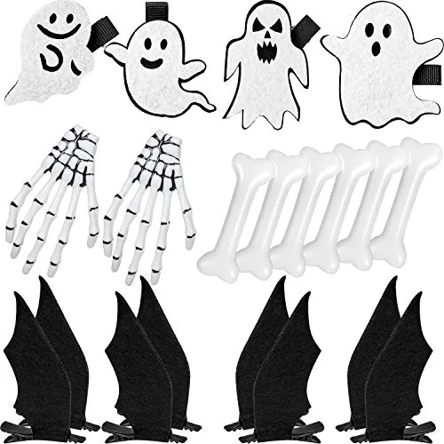 20 Pcs Halloween Hair Clips Ghost Bat Skeleton Bone Accessories