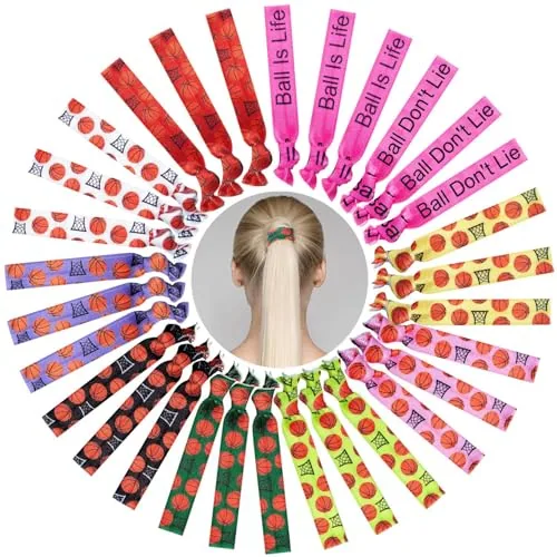 30 Pcs Basketball Hair Accessories Basketball Hair Ties 10 Styles Senior