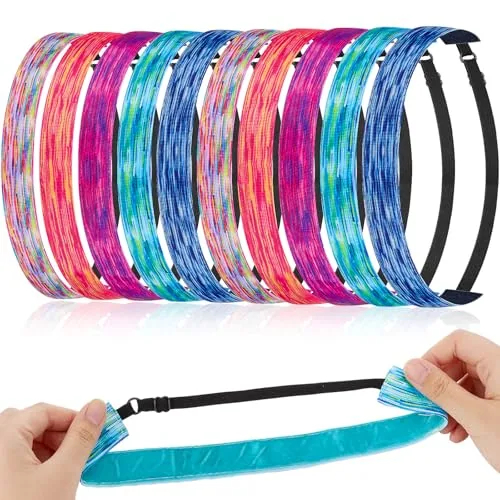 10 Pcs Headbands Girls Adjustable Non Slip Elastic Athletic Sports Head