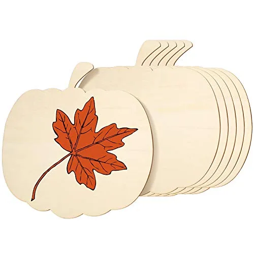 Wooden Pumpkin Cutout Wood Large Unfinished for Craft, 6 Pcs