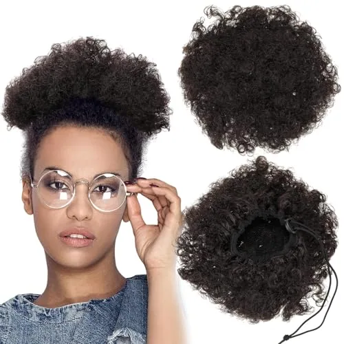 2 Pcs Women Afro Puff Drawstring Ponytail Extension