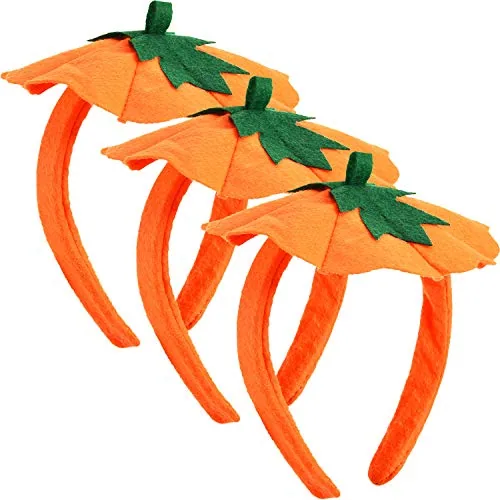 3 Pieces Halloween Pumpkin Hats Headbands for Women